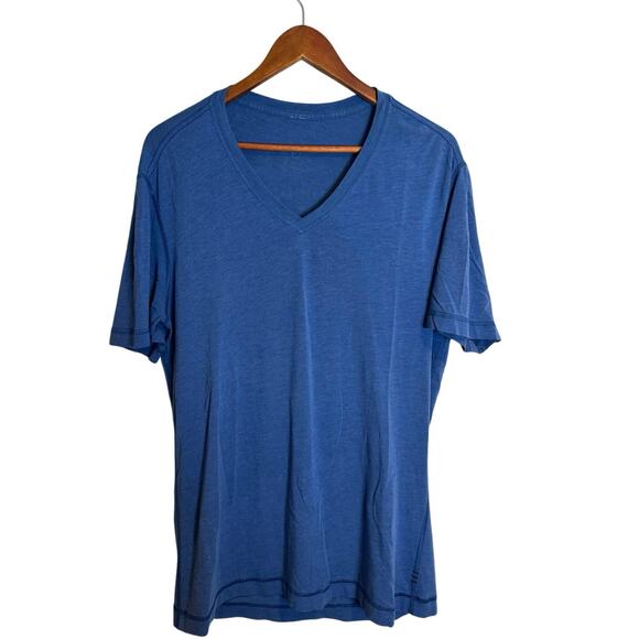 Lululemon Men’s 5 Year Basic V Neck Pima Cotton Blue Short Sleeve Tee Large - Picture 3 of 6
